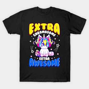 Extra Chromosome Extra Awesome Cute Unicorn Down Awareness T-Shirt
